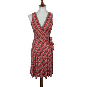 Bailey 44 Multicolor Striped‎ Wrap Dress Sleeveless Stretch Fit And Flare Small